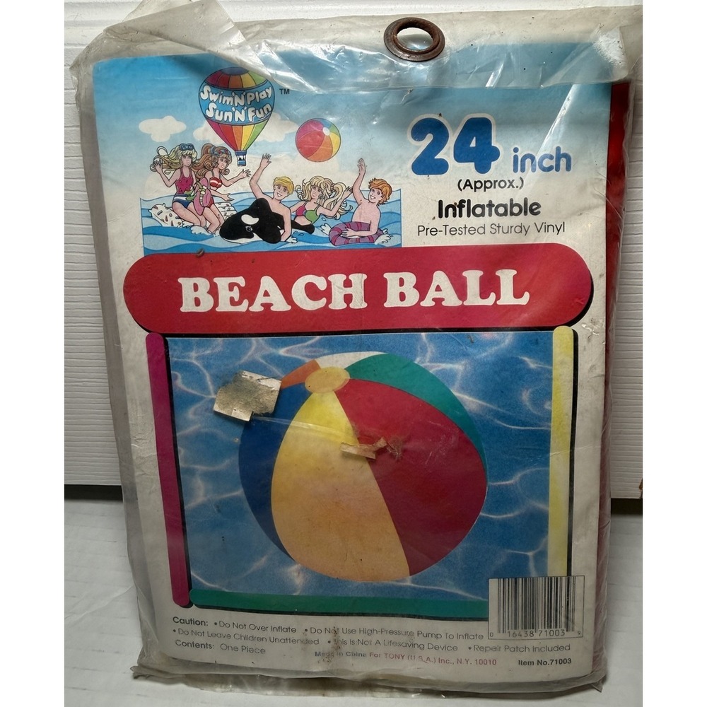 NIP Vintage Tony Swim N Play Sun N Fun 24" Inflatable Vinyl Pool Beach Ball Toy
